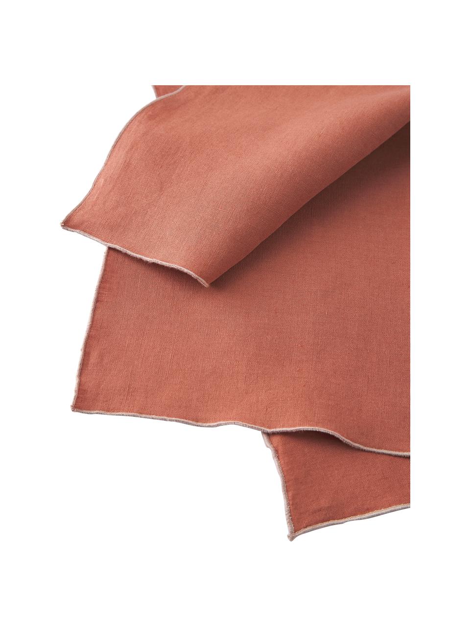 Lněné látkové ubrousky s lemováním Kennedy, 4 ks, 100 % praný len, s certifikací European Flax, Pastelově červená, Š 45 cm, D 45 cm