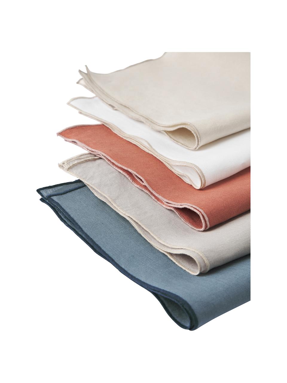 Leinen-Servietten Kennedy mit Umkettelung, 4 Stück, 100 % gewaschenes Leinen, European Flax zertifiziert, Pastellrot, B 45 x L 45 cm
