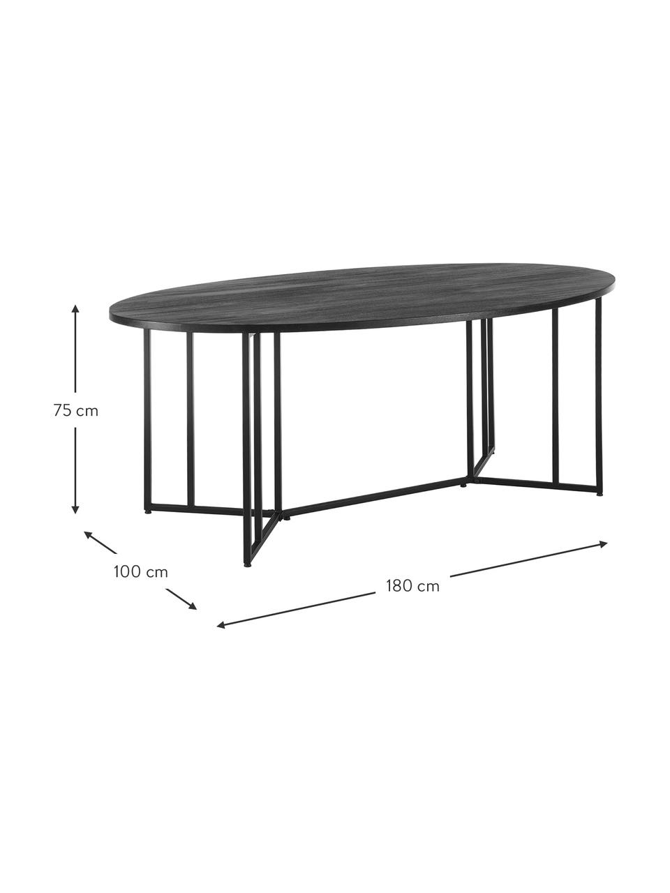Oválny jedálenský stôl z mangového dreva Luca, rôzne veľkosti, Čierna, Š 240 x H 100 cm