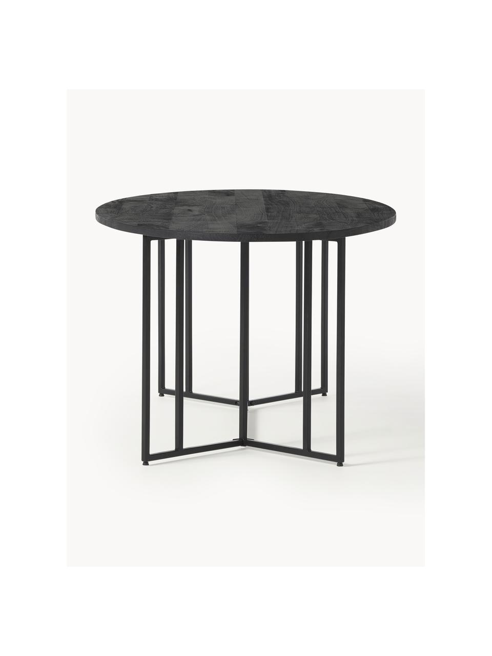 Mesa de comedor ovalada de madera de mango Luca, tamaños diferentes, Tablero: madera de mango maciza ce, Estructura: metal, con pintura en pol, Madera de mango lacada en negro, negro, An 180 x F 100 cm