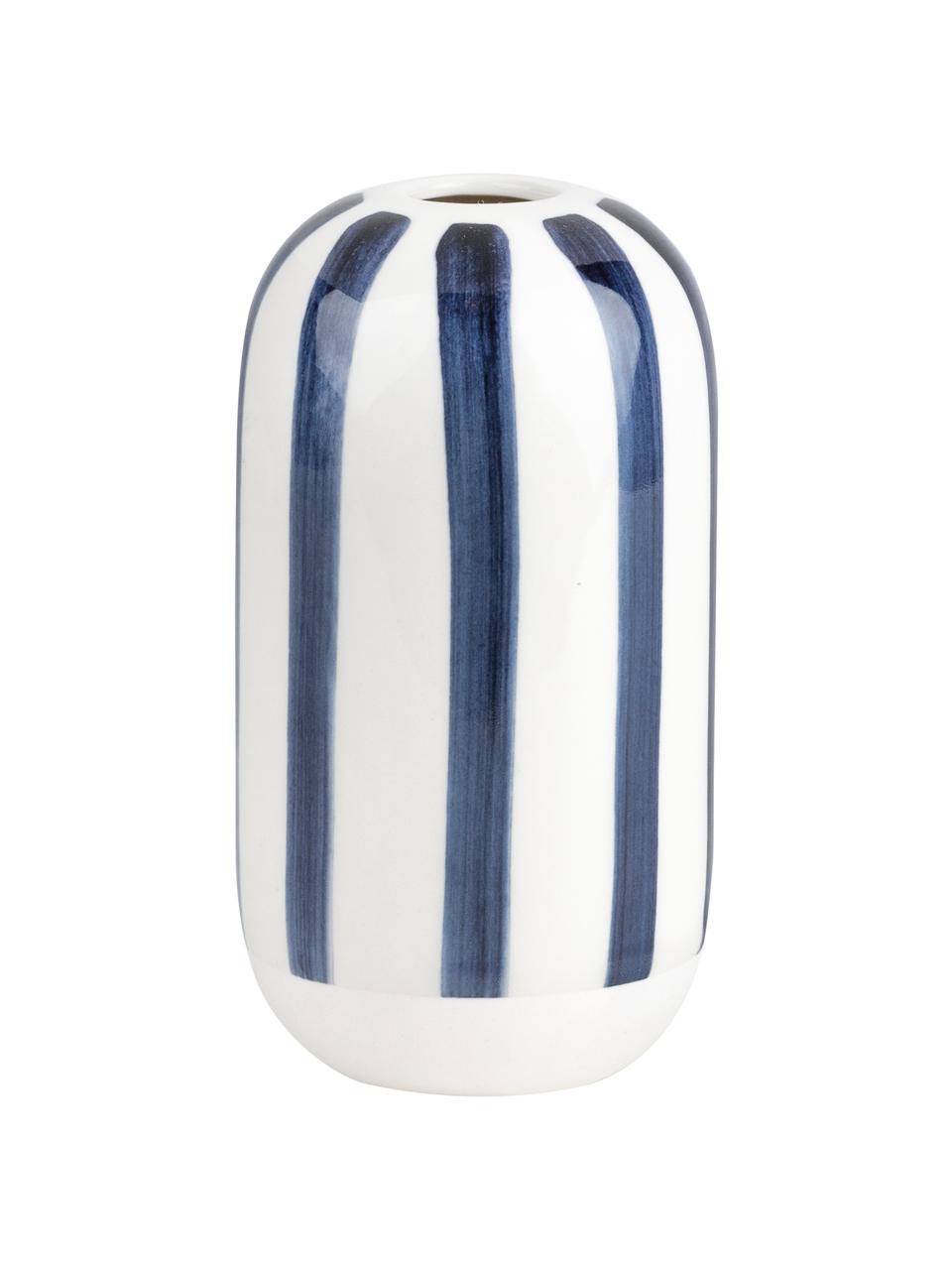 Kameninová váza Contrast, Kamenina, Bílá, tmavě modrá, Ø 7 cm, V 13 cm