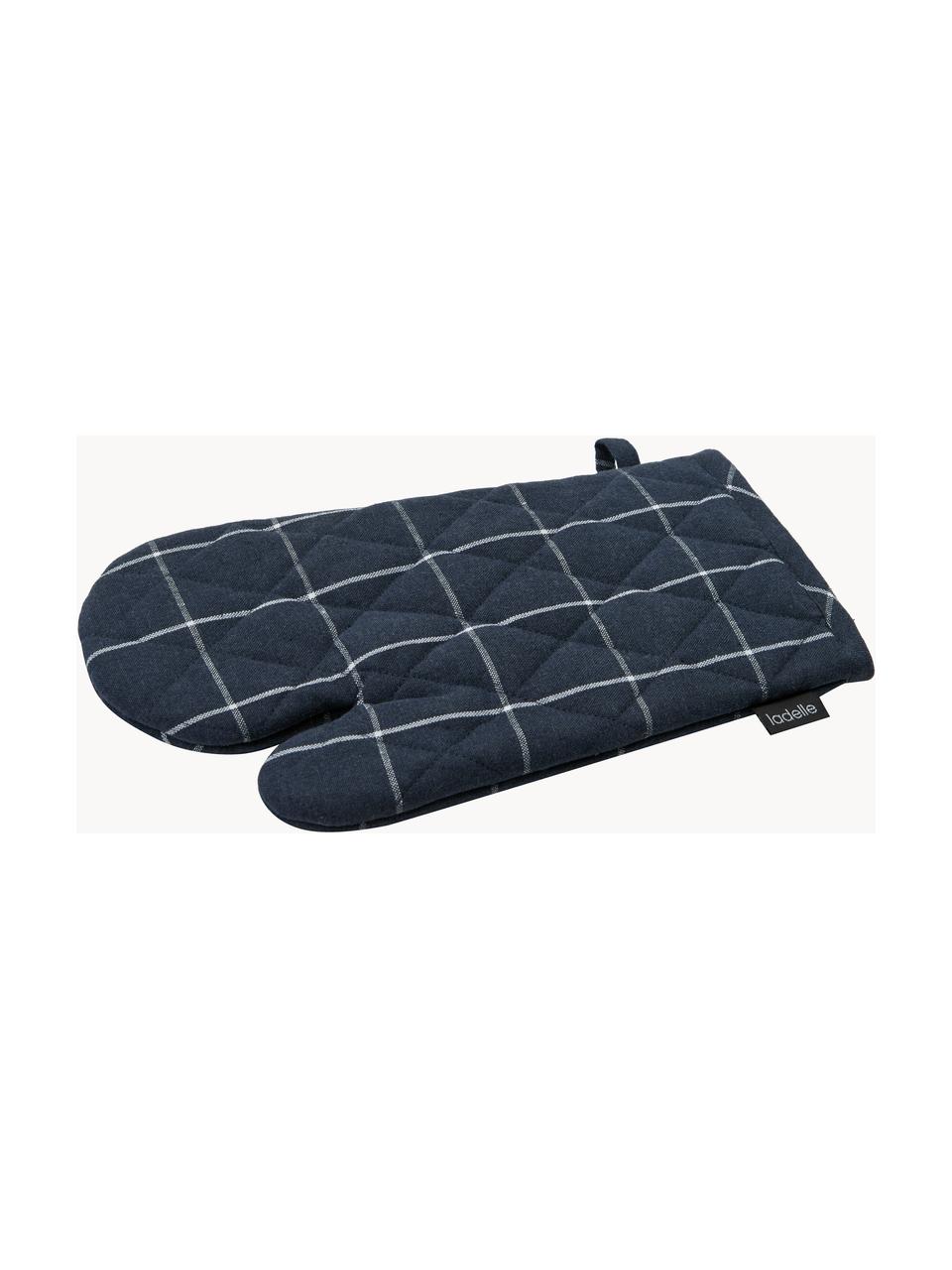 Guanti da forno Eco Check 2 pz, Cotone riciclato, poliestere, Blu scuro, bianco, Larg. 18 x Lung. 33 cm