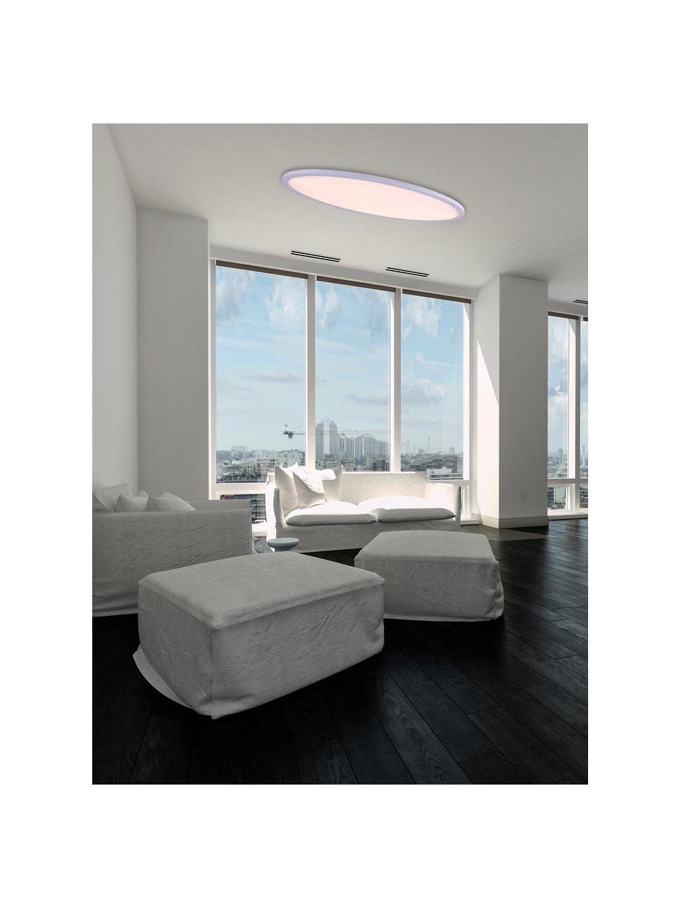 Ovale dimbare LED-plafondlamp Sorrent, Diffuser: kunststof, Wit, 60 x 6 cm