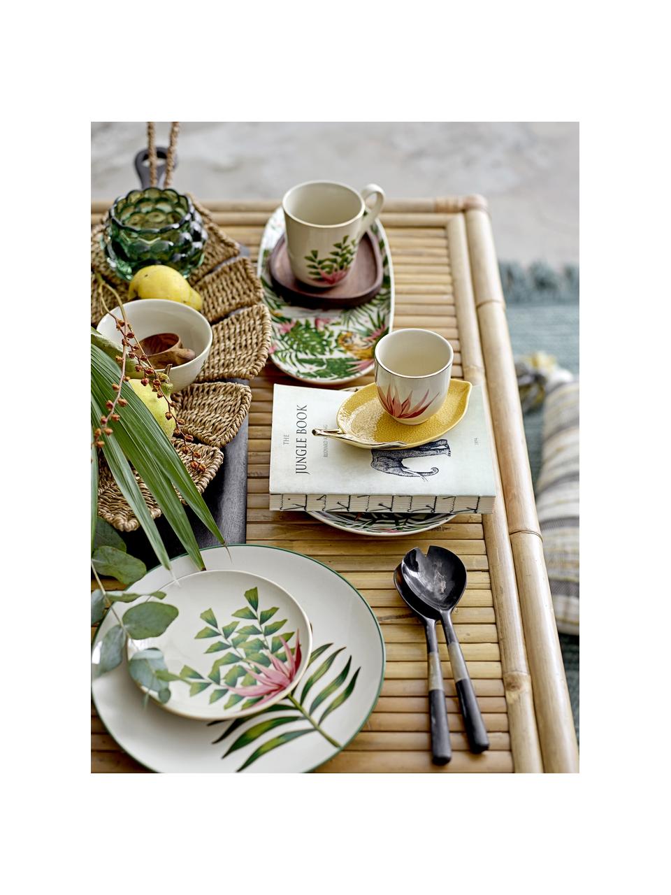 Speiseteller Moana mit tropischem Motiv, Steingut, Grün, Weiß, Ø 25 cm
