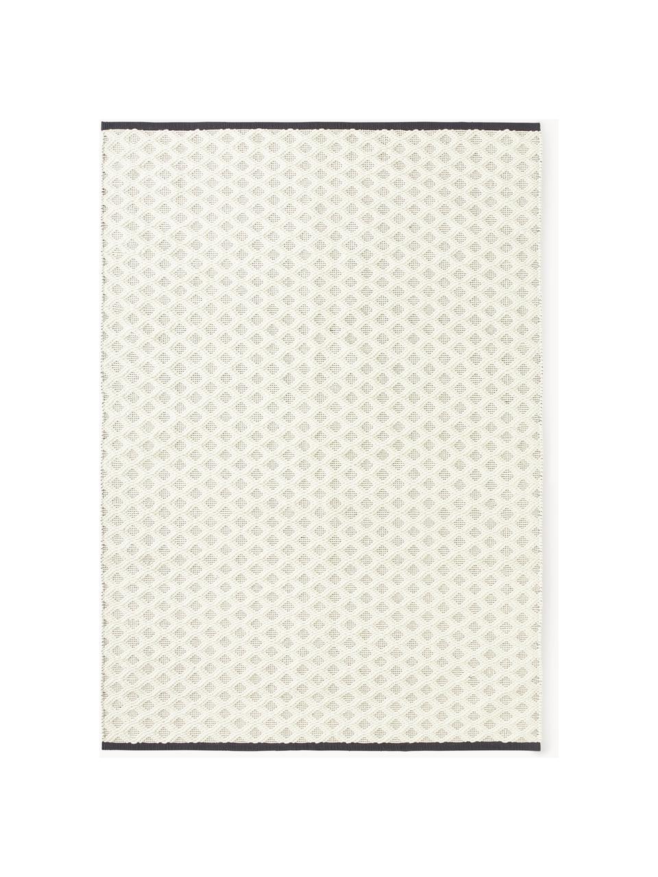 Ručně tkaný vlněný koberec Inar, 67 % vlna (certifikace RWS), 33 % bavlna

V prvních týdnech používání vlněných koberců se může objevit charakteristický jev uvolňování vláken, který po několika týdnech používání., Tlumeně bílá, černá, Š 80 cm, D 150 cm (velikost XS)