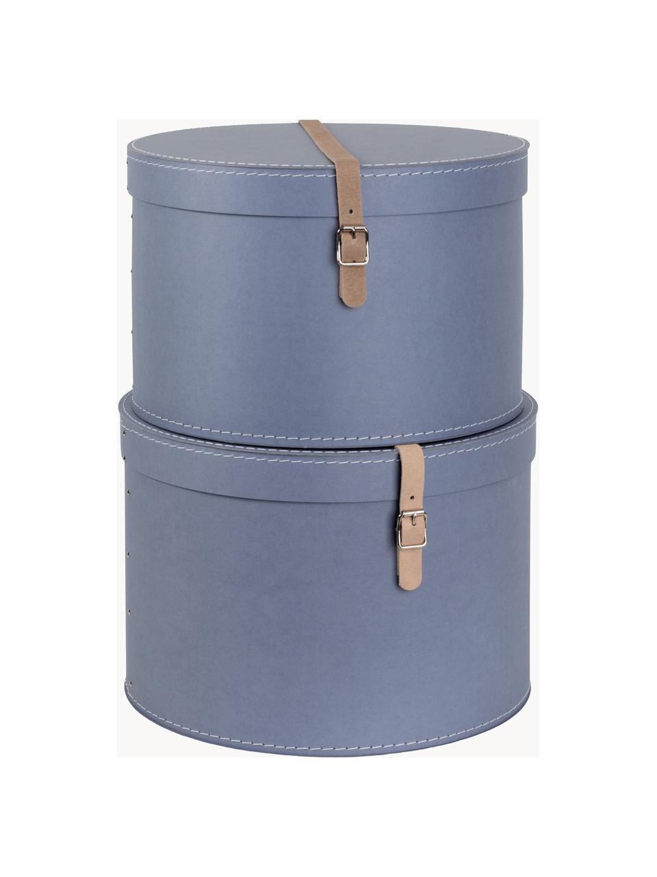 Boîtes de rangement rondes Rut, 2 élém., Gris-bleu, Lot de tailles différentes