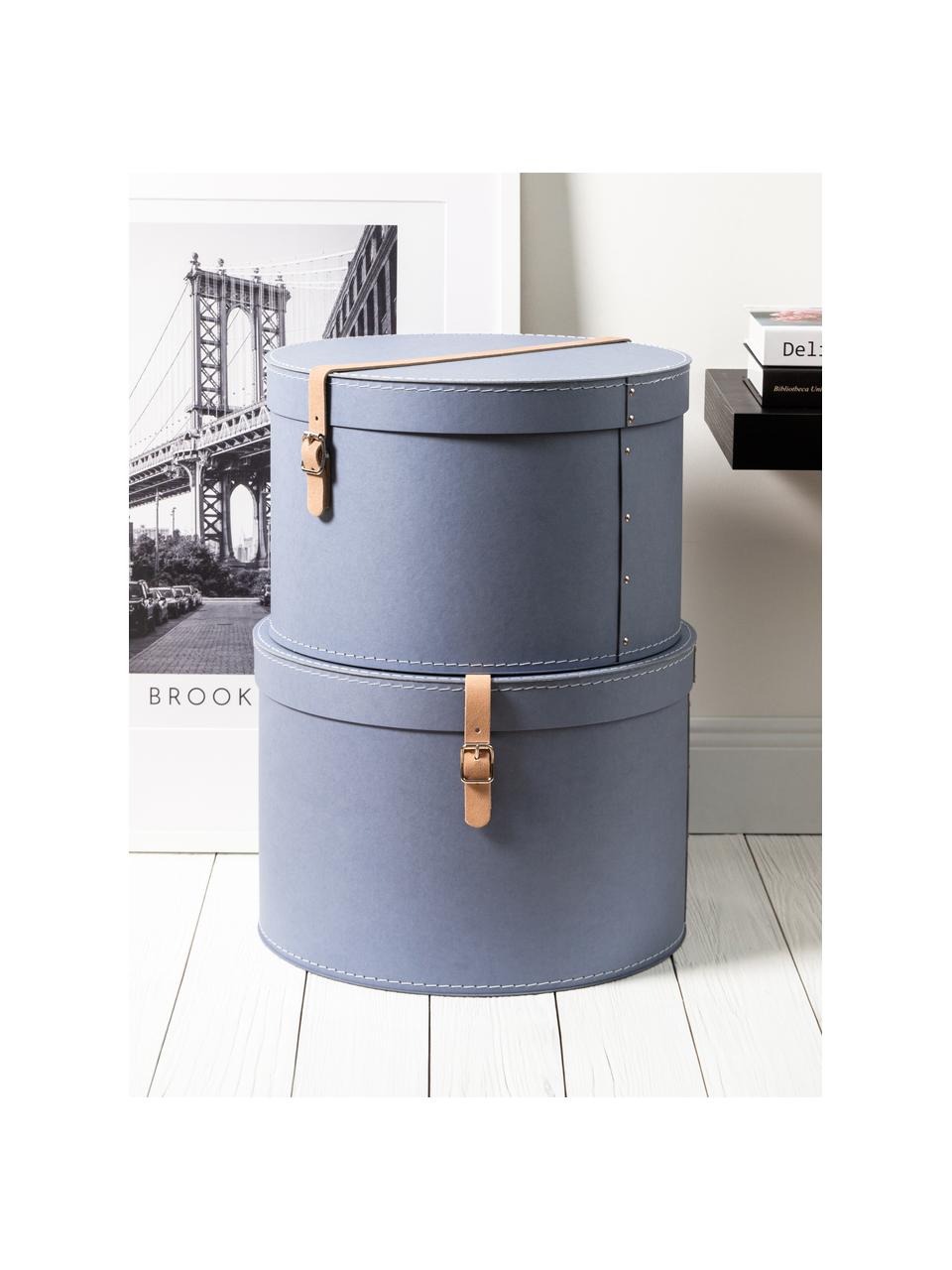 Boîtes de rangement rondes Rut, 2 élém., Gris-bleu, Lot de tailles différentes