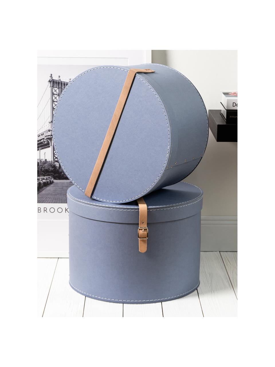 Boîtes de rangement rondes Rut, 2 élém., Gris-bleu, Lot de tailles différentes