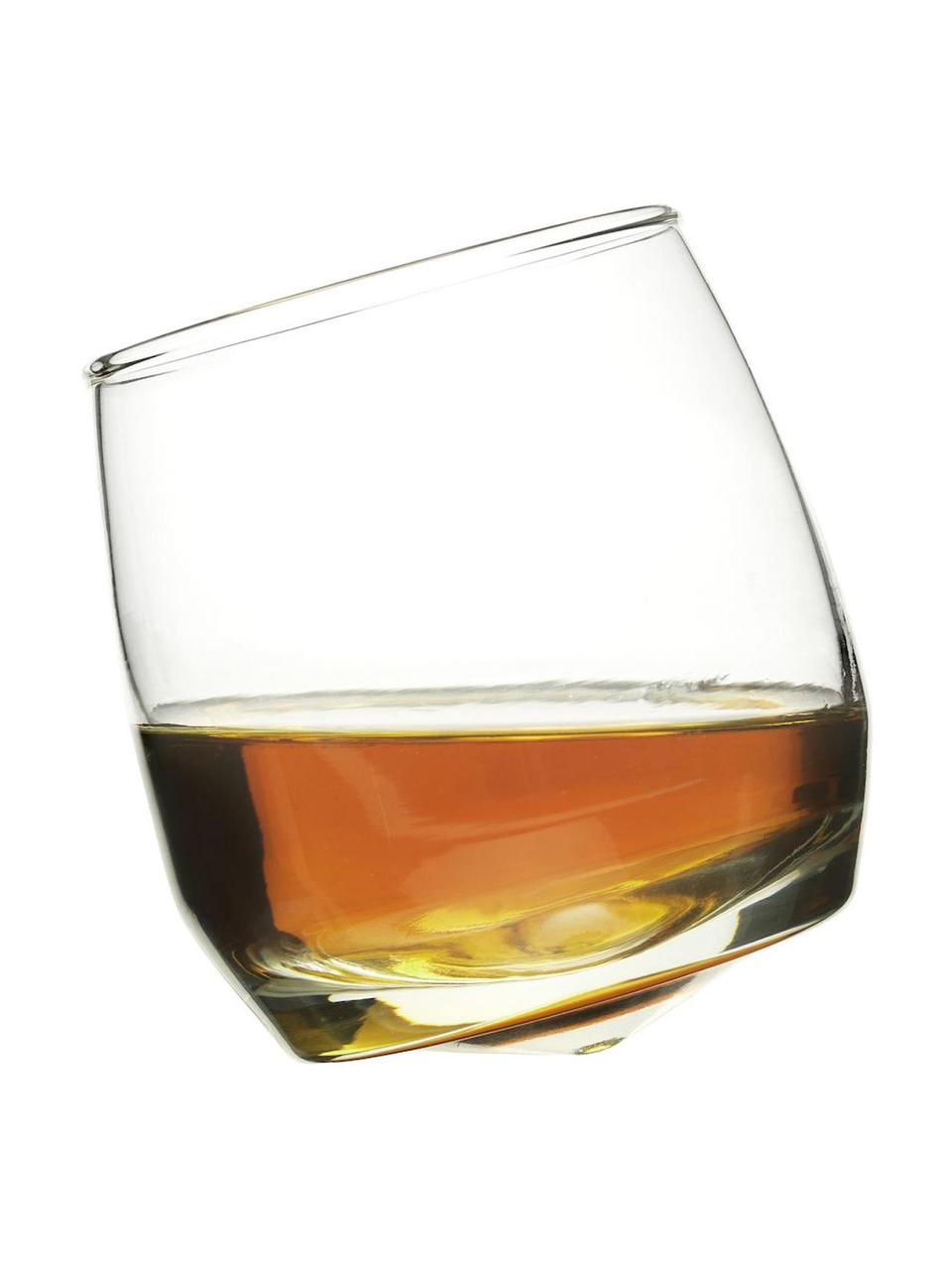 Whiskyglazen Rocking met ronde bodem, 6 stuks, Mondgeblazen glas, Transparant, Ø 7 x H 9 cm, 200 ml