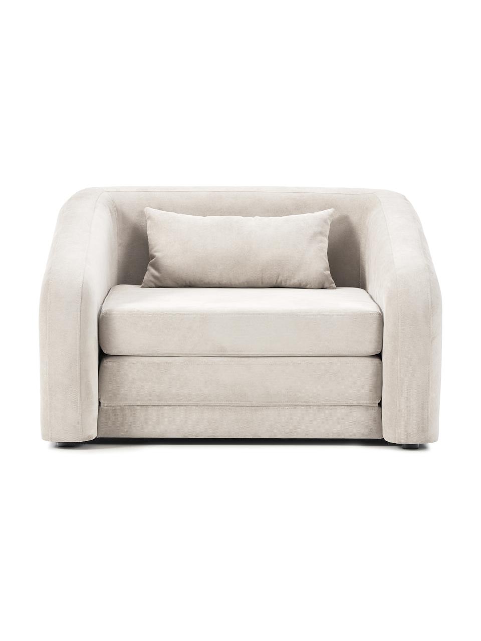 Poltrona letto Eliot, Rivestimento: 88% poliestere, 12% nylon, Piedini: plastica, Tessuto bianco crema, Larg. 100 x Alt. 70 cm