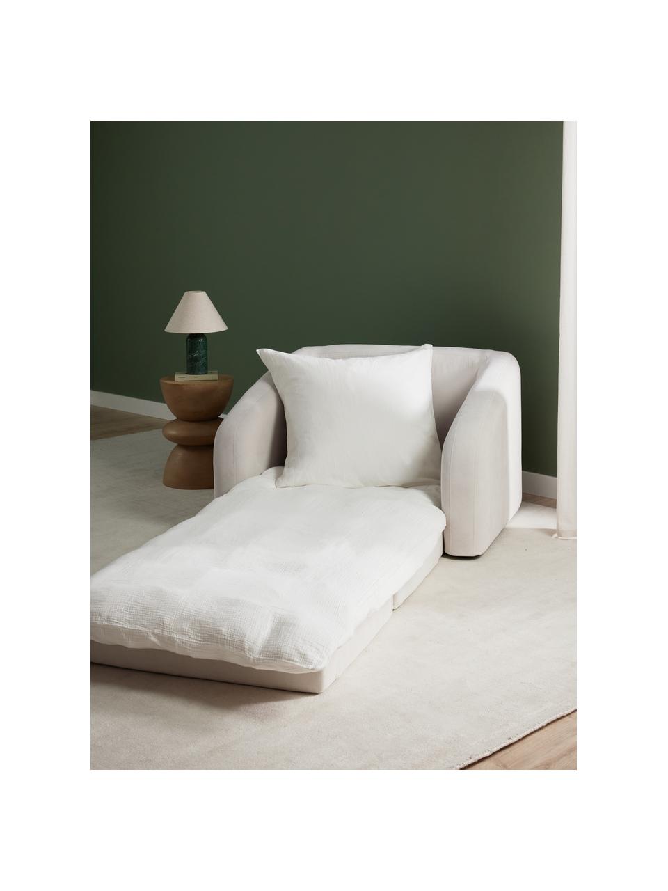 Sillón cama Eliot, Tapizado: 88% poliéster, 12% nylon , Patas: plástico, Tejido blanco crema, An 100 x Al 70 cm