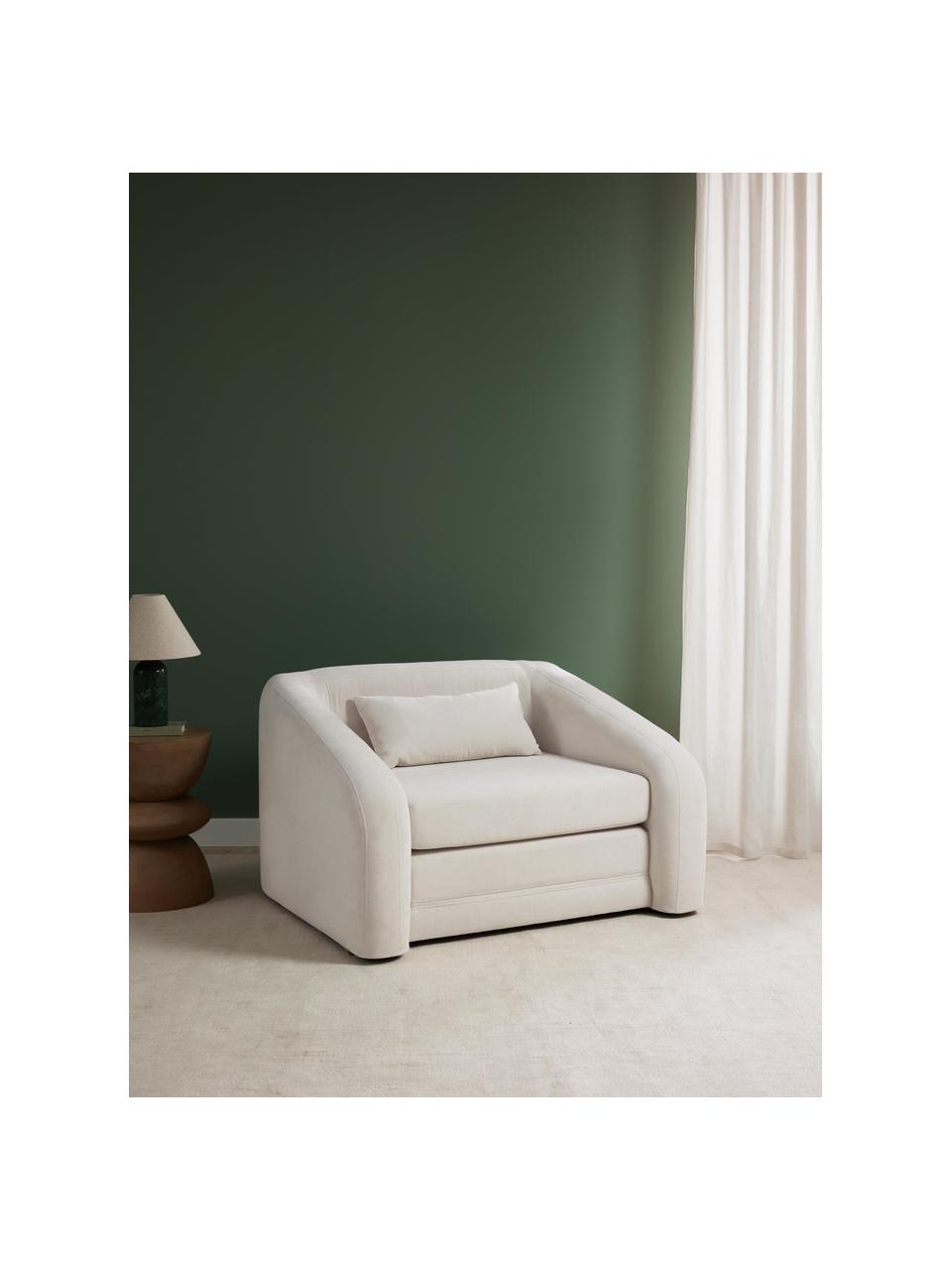 Sillón cama Eliot, Tapizado: 88% poliéster, 12% nylon , Patas: plástico, Tejido blanco crema, An 100 x F 94 cm