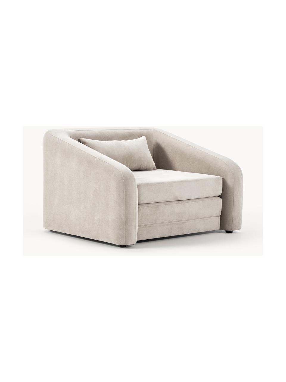 Slaapfauteuil Eliot, Bekleding: 88% polyester, 12% nylon , Frame: spaanplaat, grenenhout, Poten: kunststof Dit product is , Geweven stof crèmewit, B 100 x D 94 cm