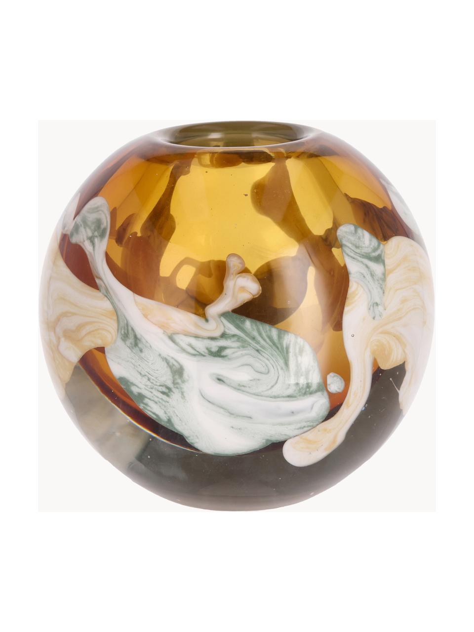 Vase boule en verre soufflé bouche Otea, haut. 11 cm, Verre, Multicolore, transparent, Ø 11 x haut. 11 cm
