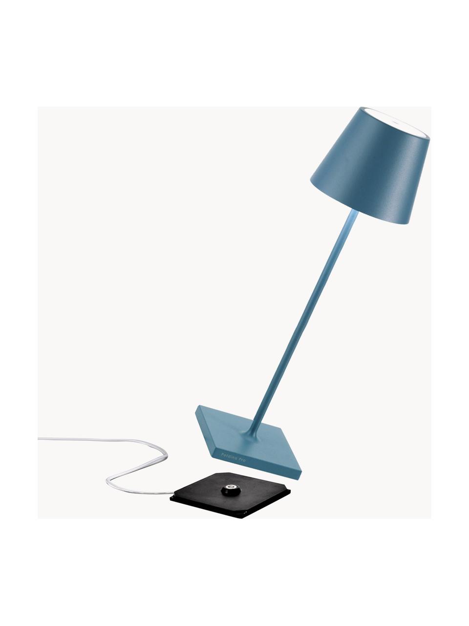 Prenosná stolová LED lampa Poldina, Petrolejová, matná, Ø 11 x V 38 cm