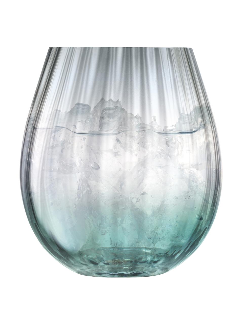 Handgemachte Wassergläser Dusk mit Farbverlauf, 2 Stück, Glas, Grün, Grau, Ø 9 x H 10 cm, 425 ml
