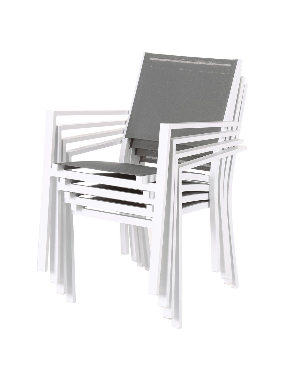 Sedia impilabile da giardino Thais, Struttura: alluminio rivestito, Bianco, grigio, Larg. 69 x Alt. 99 cm