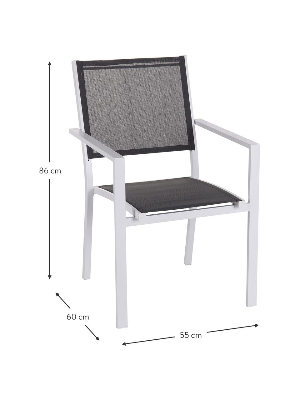 Krzesło ogrodowe Thais, Stelaż: aluminium powlekane, Biały, szary, S 69 x W 99 cm