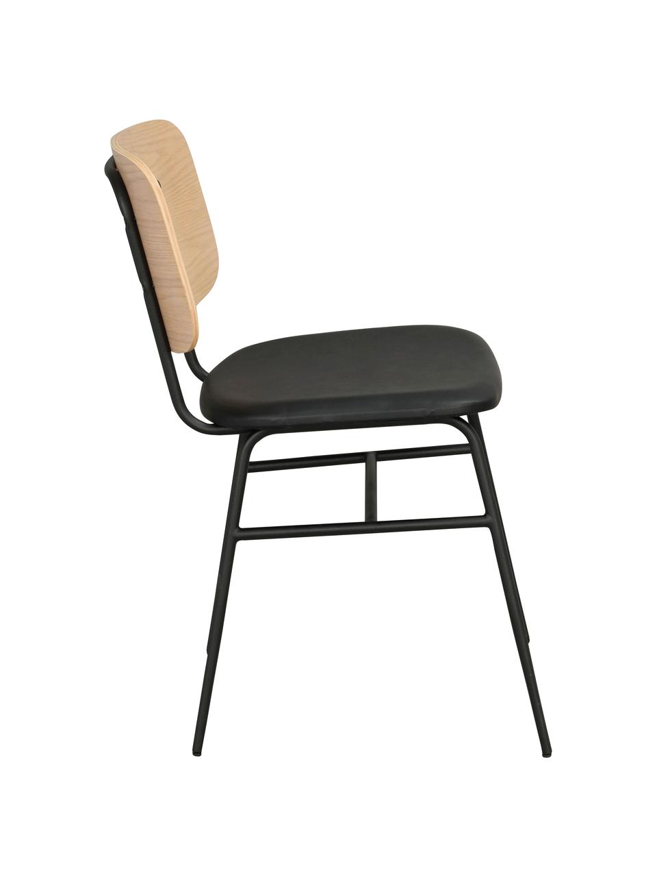 Silla de madera con asiento tapizado Brent, Asiento: cuero sintético (poliuret, Estructura: metal pintado, Roble, An 47 x F 57 cm