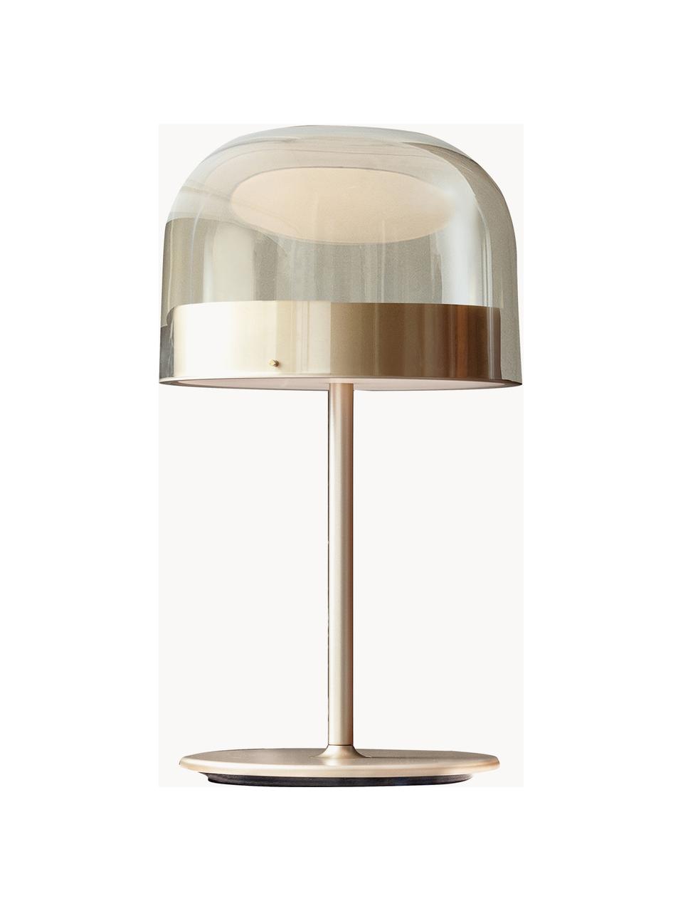 Ručne vyrobená stolová LED lampa Equatore, Priehľadná, odtiene zlatej, Ø 24 x V 43 cm