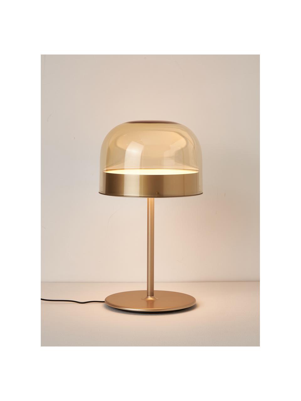 Handgemaakte LED tafellamp Equatore, Lampenkap: glas, gecoat metaal, Transparant, goudkleurig, Ø 24 x H 43 cm
