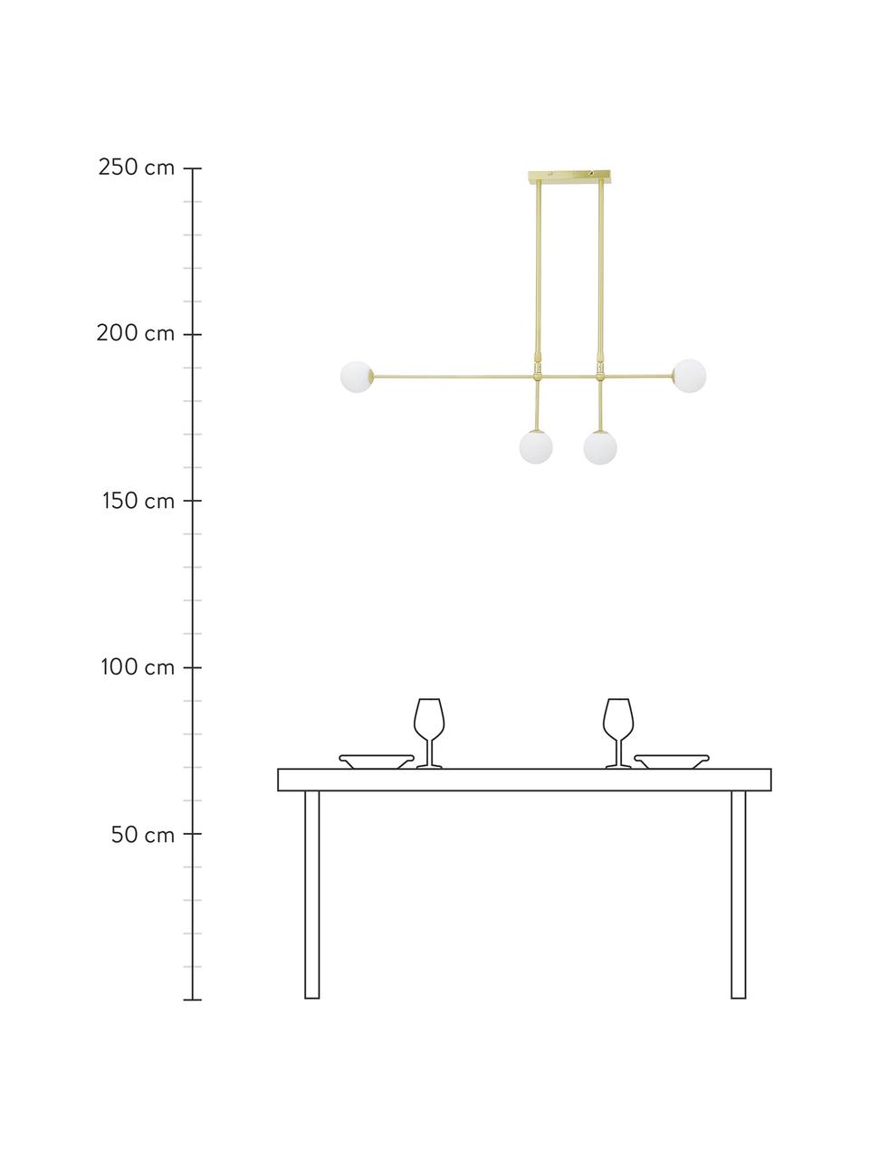 Grosse Design Pendelleuchte Moon, Baldachin: Metall, vermessingt, Messingfarben, Weiss, B 112 x H 90 cm