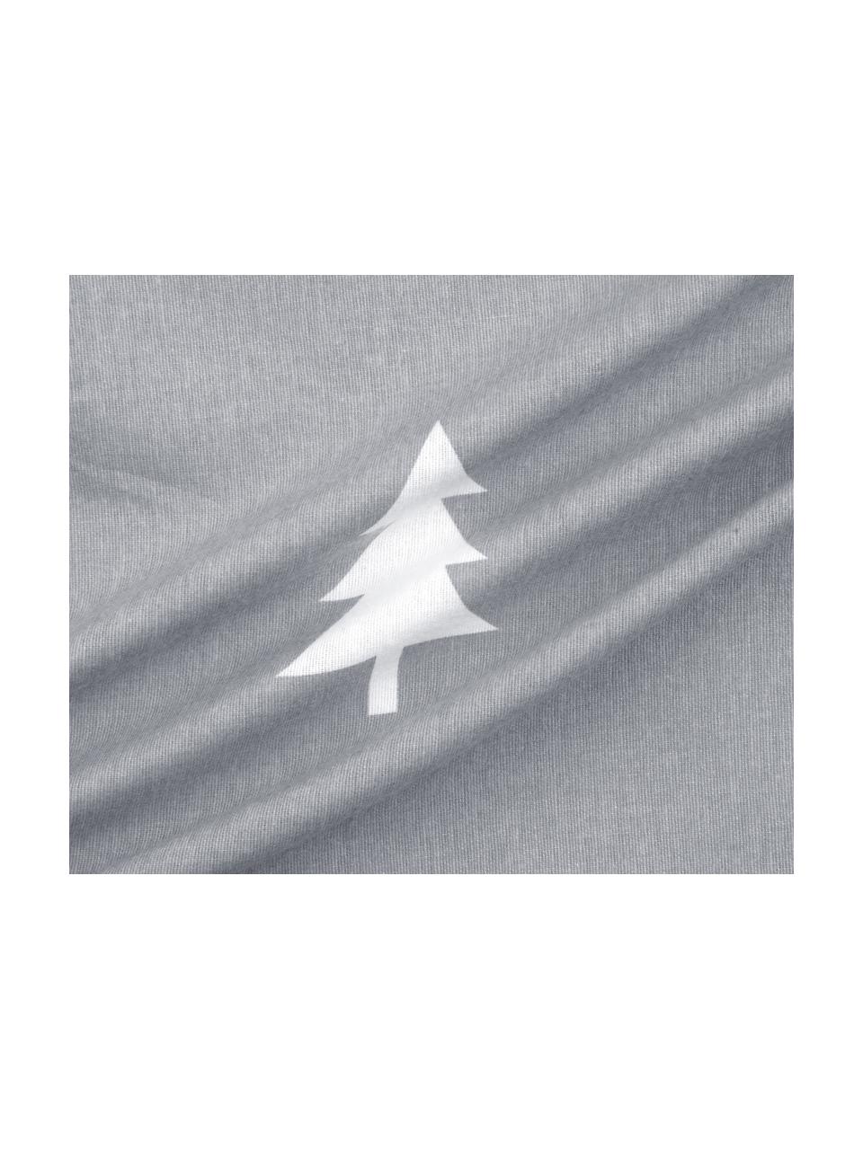Flanelové povlečení s motivem jedliček X-mas Tree, Tmavě šedá, krémově bílá, 200 x 200 cm + 2 polštáře 80 x 80 cm