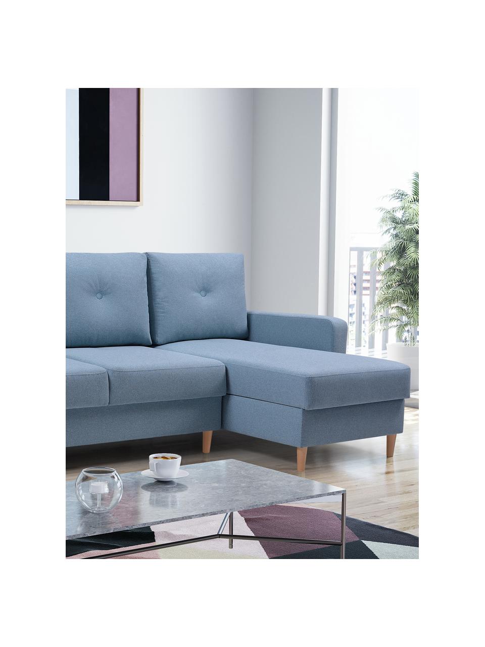 Sofa narożna z funkcją spania i miejscem do przechowywani Vinci (4-osobowa), Tapicerka: 100% poliester, Niebieski, S 231 x G 146 cm