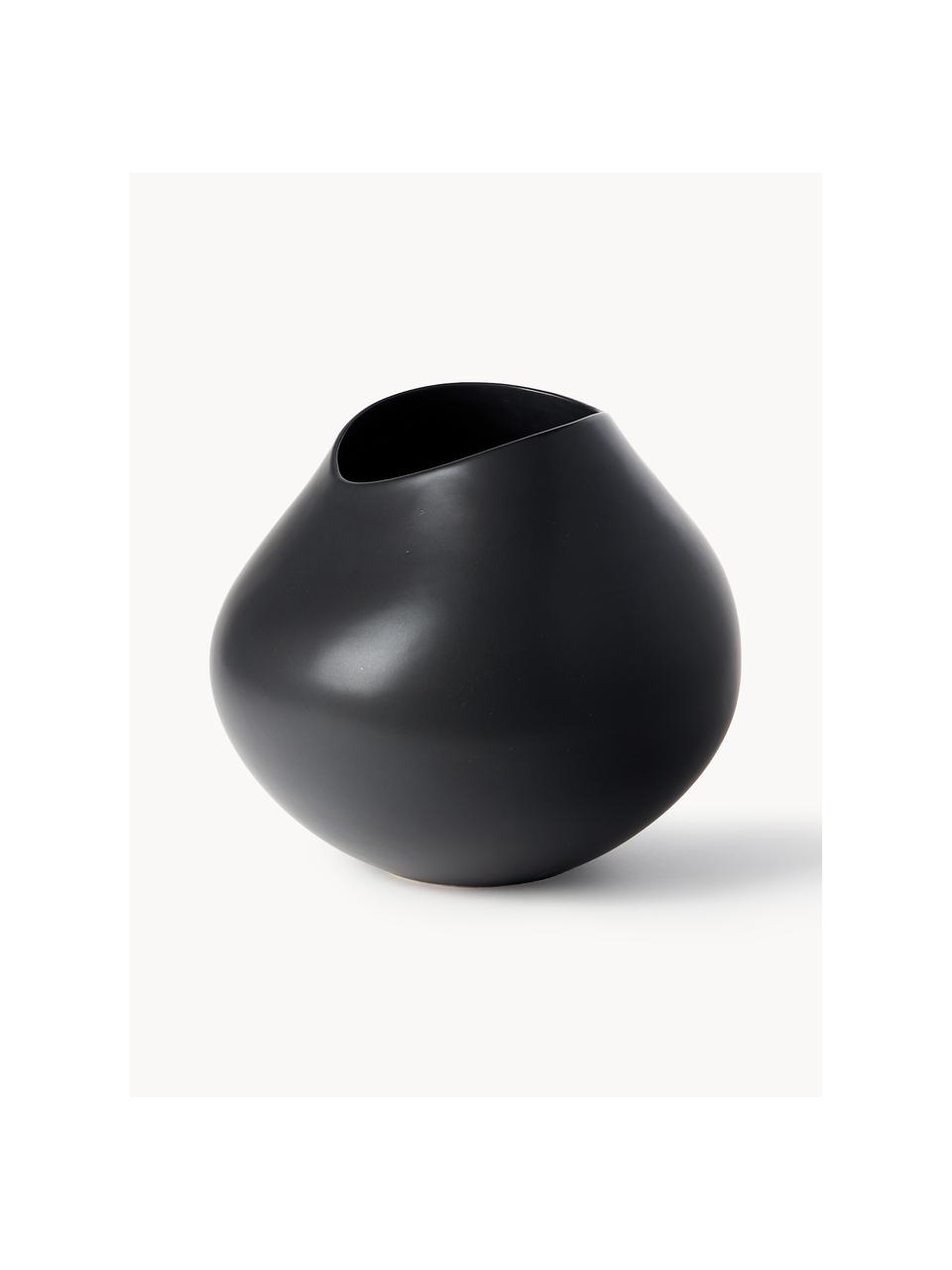 Vase artisanal en grès cérame Opium, Grès cérame, Noir, Ø 29 x haut. 28 cm