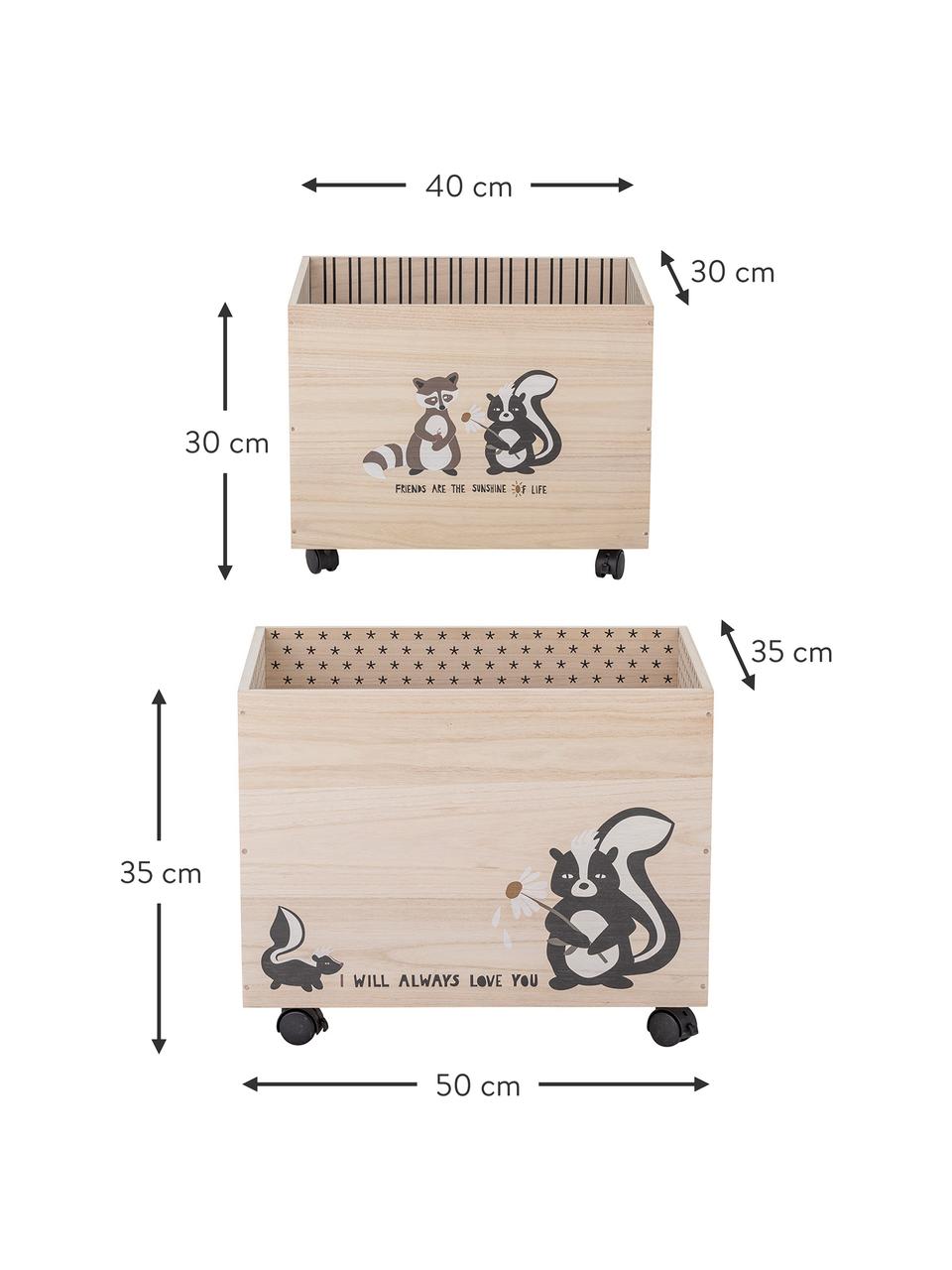 Boîte de rangement à roulettes en bois de Paulownia noir Nonni -  Bloomingville Mini
