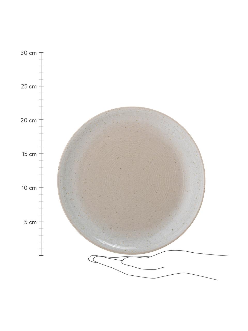 Frühstücksteller Taupe mit handgefertigter Sprenkelglasur, 2 Stück, Steingut, Grau, Beige, Ø 22 cm
