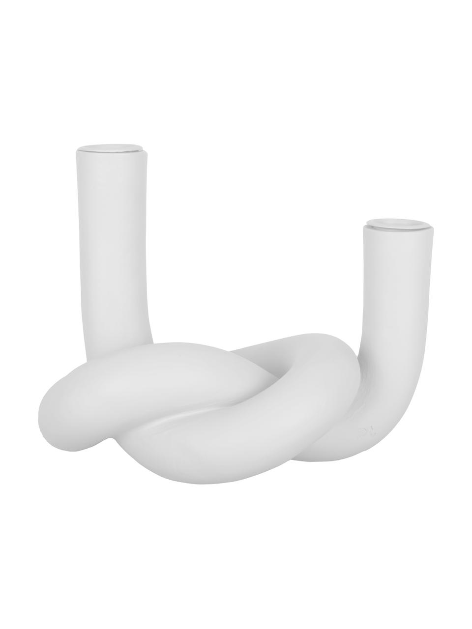 Kerzenhalter Knot aus Keramik in Weiß, Keramik, Weiß, matt, B 19 x H 15 cm