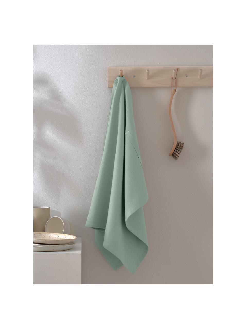 Ręcznik kuchenny z bawełny organicznej Tangled, 100% bawełna organiczna z certyfikatem GOTS, Szałwiowy zielony, S 53 x D 86 cm