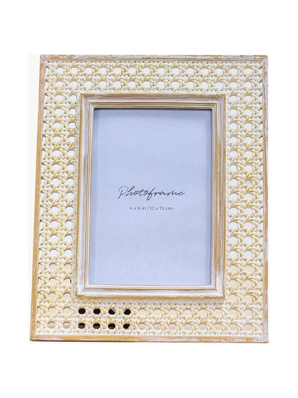 Portafoto con effetto rattan Archer, Cornice: poliresina, Beige, 10 x 15 cm