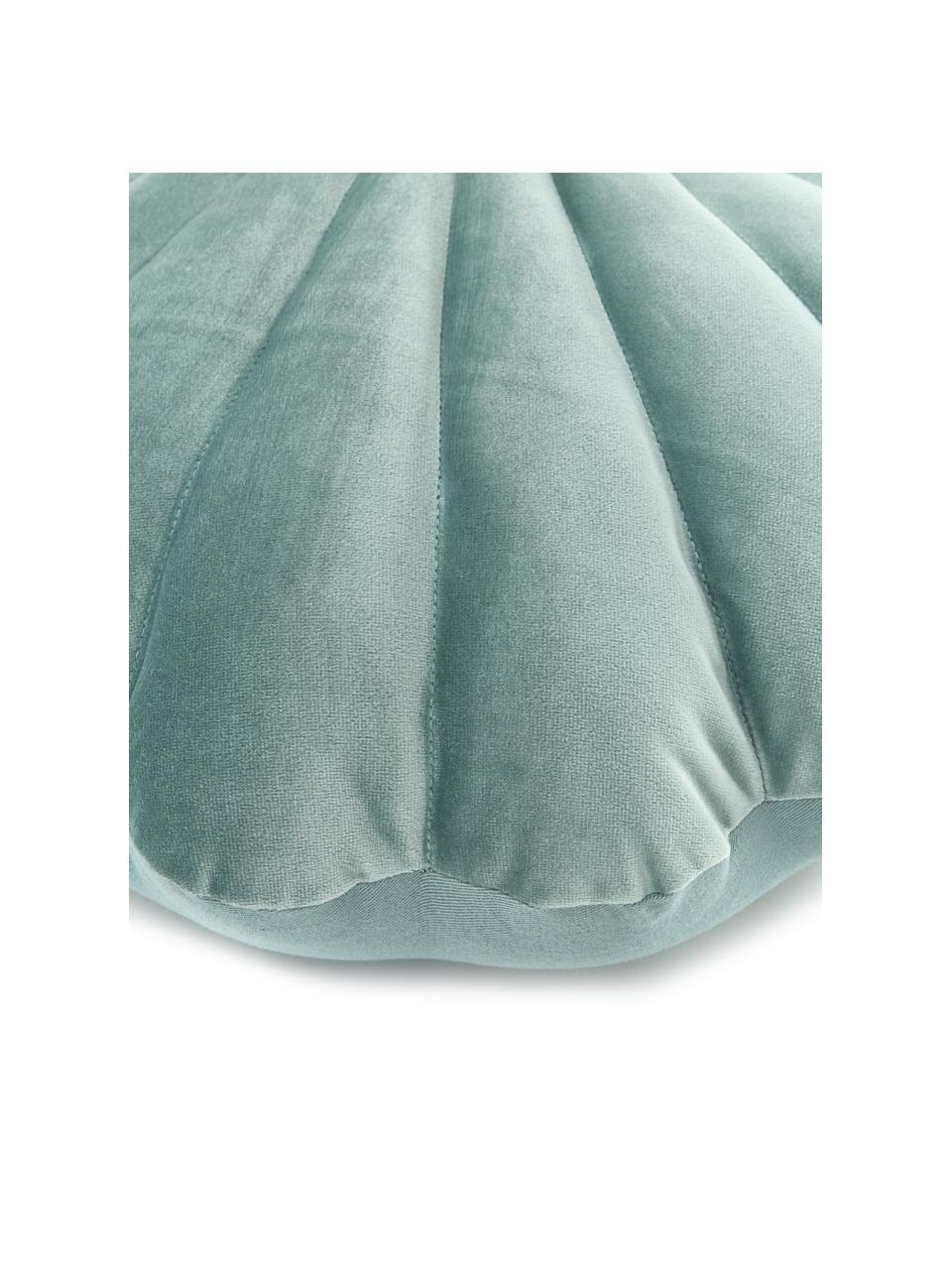 Coussin coquillage en velours vert Muschelform, Vert, larg. 32 x long. 27 cm