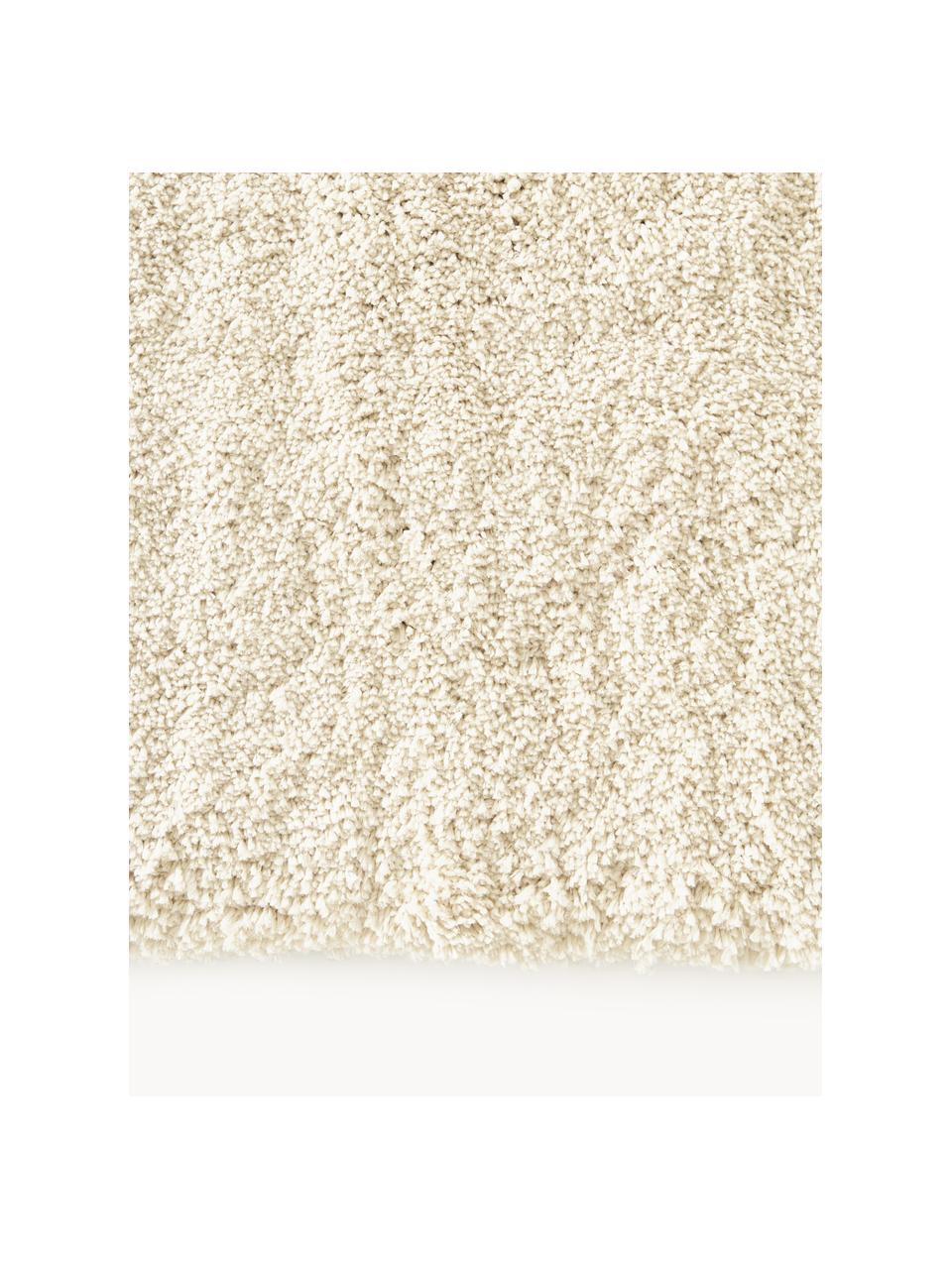 Pluizige hoogpolige loper Leighton, Bovenzijde: microvezels (100% polyest, Onderzijde: 70% polyester, 30% katoen, Crèmewit, B 80 x L 200 cm