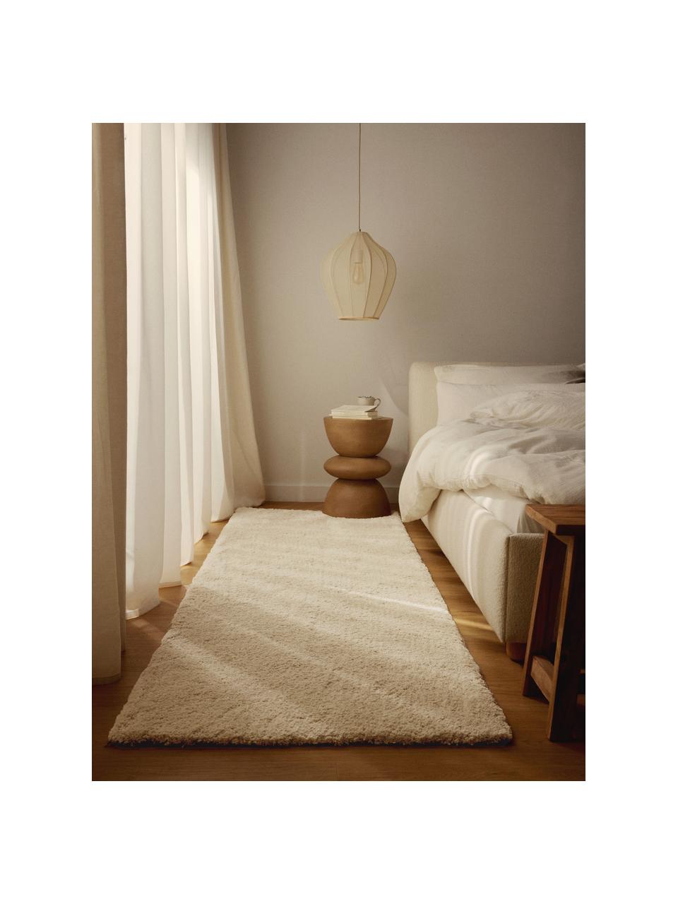 Flauschiger Hochflor-Läufer Leighton, Flor: Mikrofaser (100 % Polyest, Cremeweiß, B 80 x L 200 cm