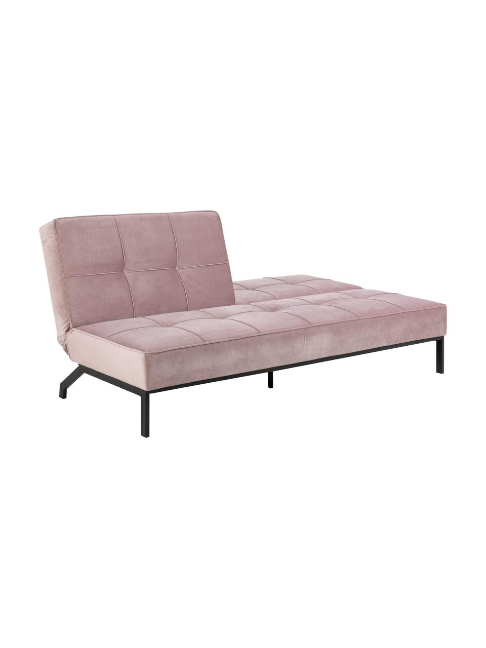 Divano letto 3 posti in velluto Perugia, Rivestimento: poliestere Il rivestiment, Piedini: metallo verniciato, Velluto rosa, Larg. 198 x Prof. 95 cm