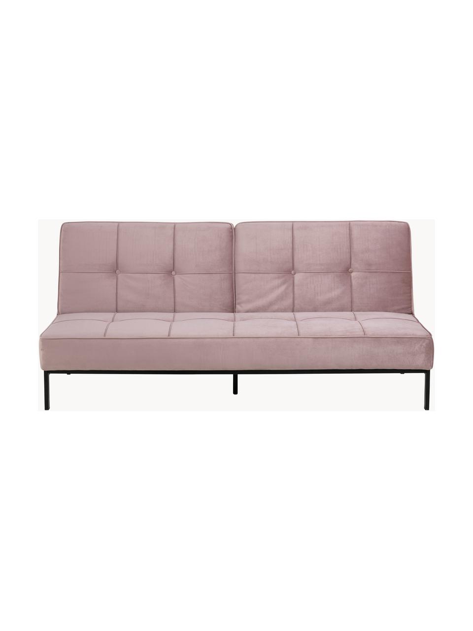 Sofa rozkładana z aksamitu Perugia (3-osobowa), Tapicerka: poliester Dzięki tkaninie, Nogi: metal lakierowany, Aksamitny blady różowy, S 198 x G 95 cm