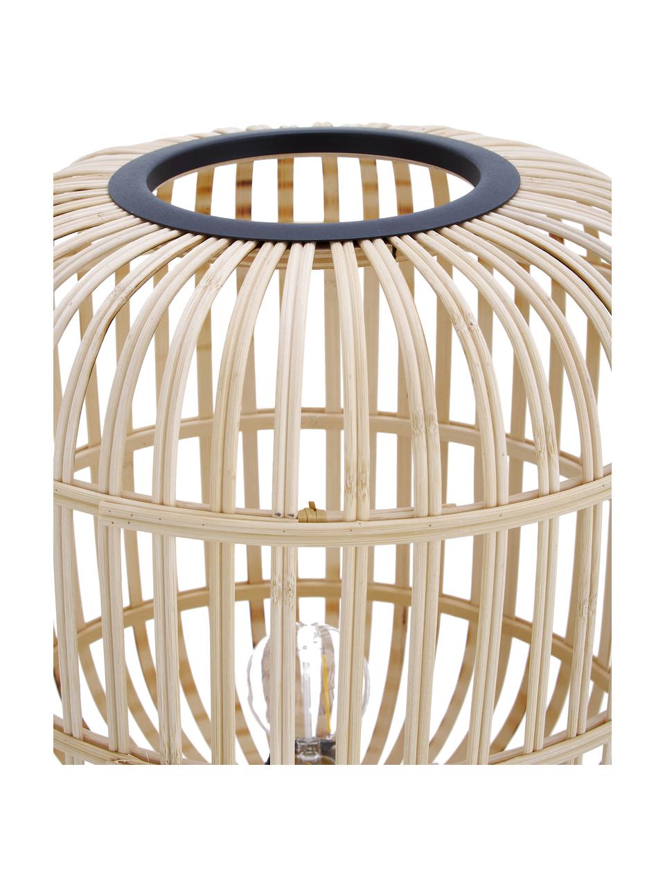 Tripod Stehlampe Bordesley, Lampenschirm: Bambus, Holz, Lampenfuß: Stahl, Schwarz, Hellbraun, H 139 cm
