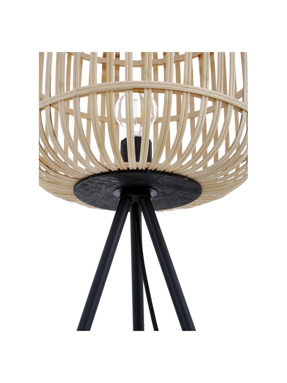 Lámpara de pie trípode Bordesley, Pantalla: bambú, madera, Negro, marrón claro, Al 139 cm