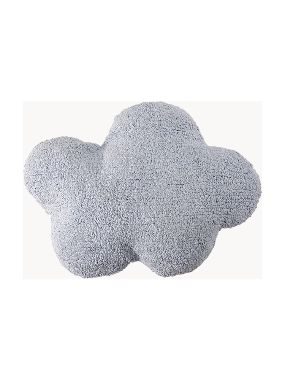 Cuscino morbido in cotone fatto a mano Nuvola, Custodia: 97% cotone, 3% fibra sint, Azzurro, Larg. 52 x Lung. 42 cm