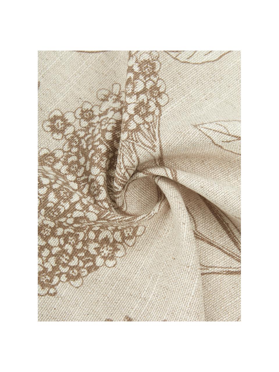 Strofinaccio in cotone con stampa floreale Freya 2 pz, 86% cotone, 14% lino, Beige, marrone, Larg. 50 x Lung. 70 cm