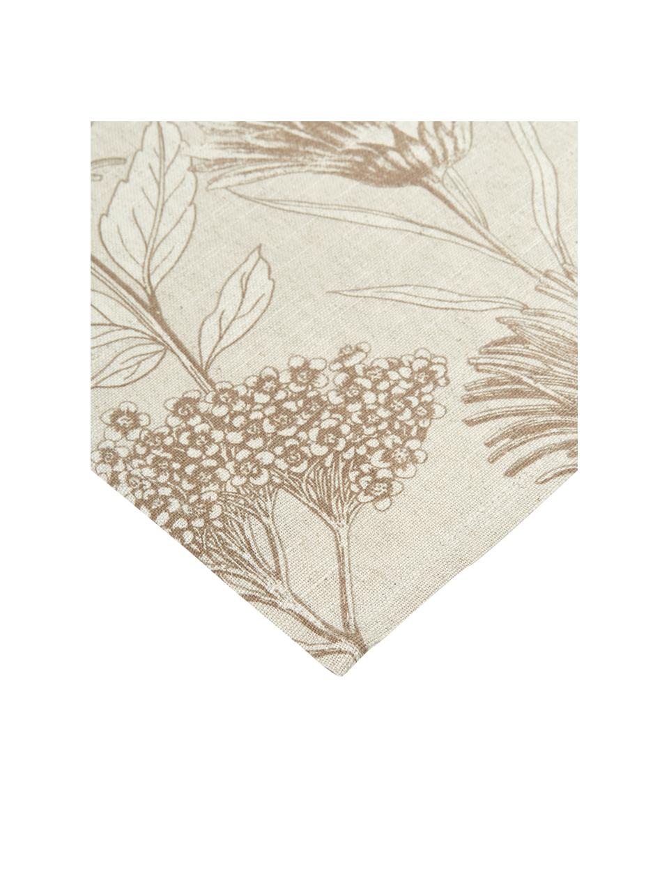 Strofinaccio in cotone con stampa floreale Freya 2 pz, 86% cotone, 14% lino, Beige, marrone, Larg. 50 x Lung. 70 cm