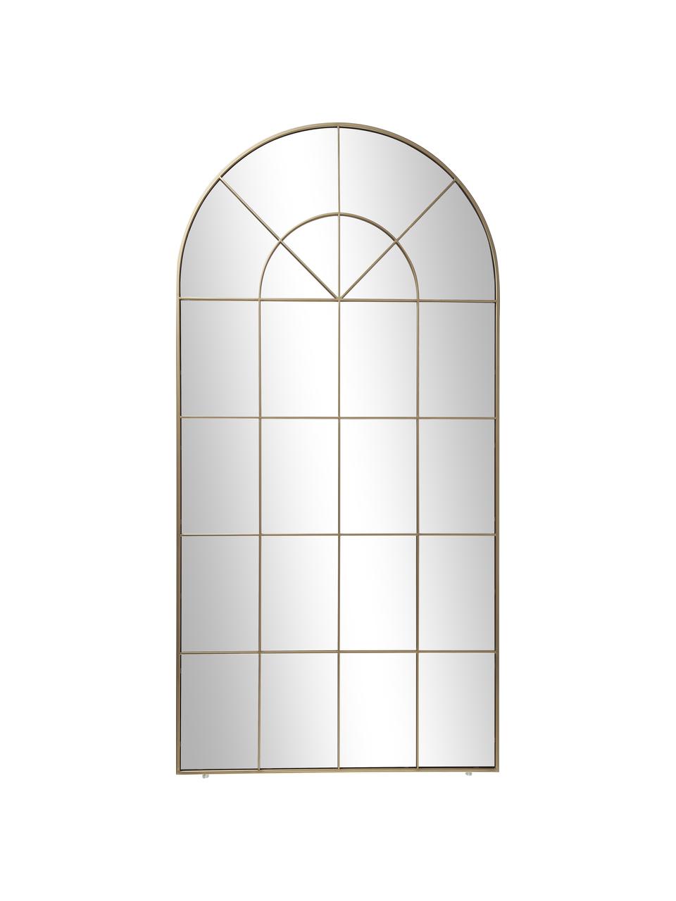 Anlehnspiegel Clarita in Fensteroptik, Rahmen: Metall, pulverbeschichtet, Rückseite: Mitteldichte Holzfaserpla, Spiegelfläche: Spiegelglas, Goldfarben, B 90 x H 180 cm