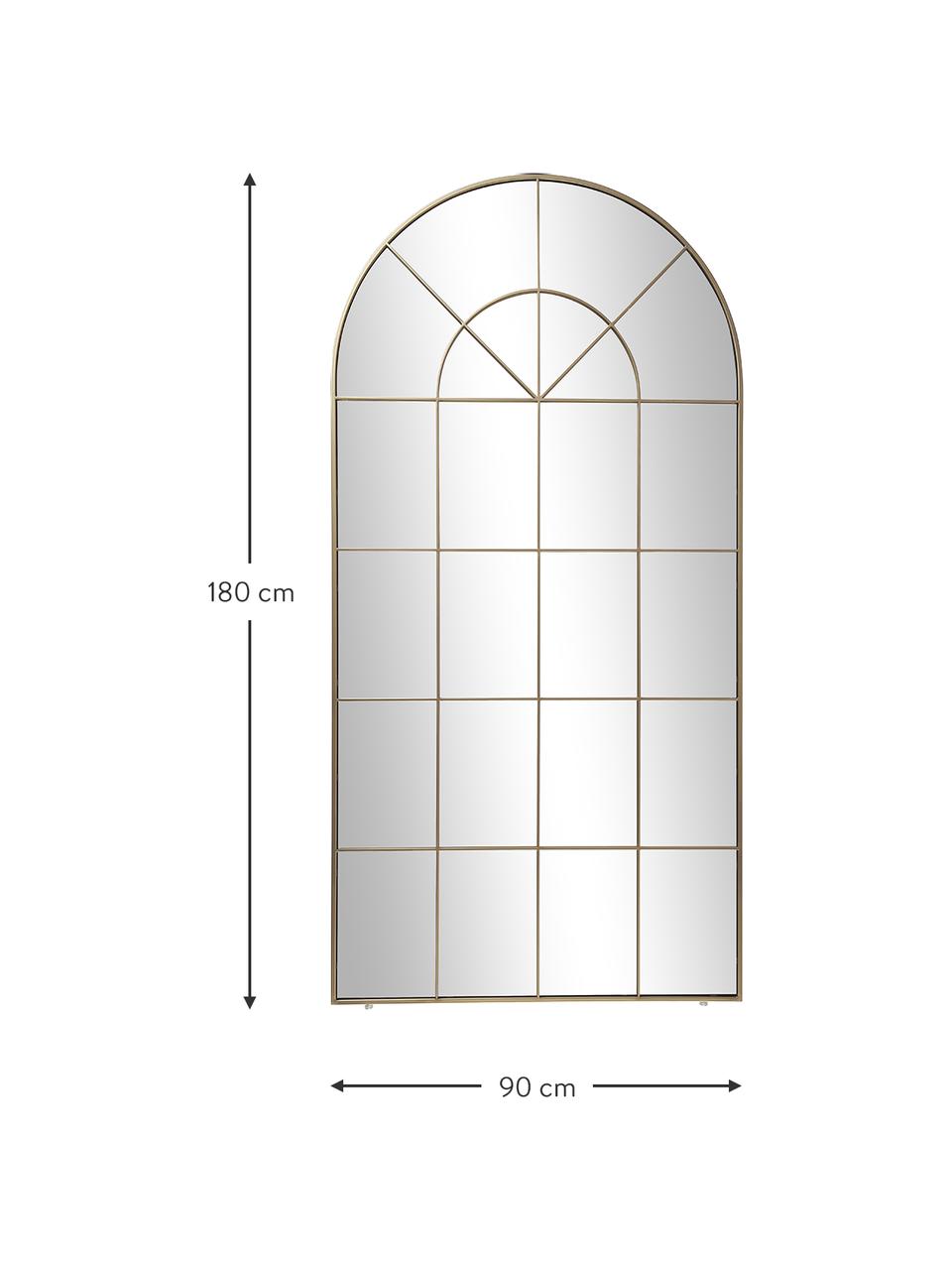 Anlehnspiegel Clarita in Fensteroptik, Rahmen: Metall, pulverbeschichtet, Rückseite: Mitteldichte Holzfaserpla, Spiegelfläche: Spiegelglas, Goldfarben, B 90 x H 180 cm
