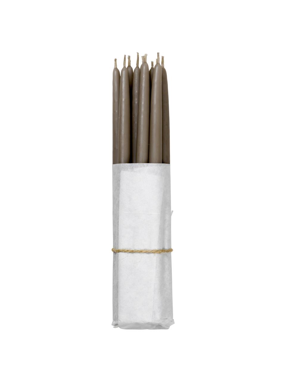 Velas cónicas Loka, 10 uds., Cera, Gris pardo, Ø 1 x Al 21 cm