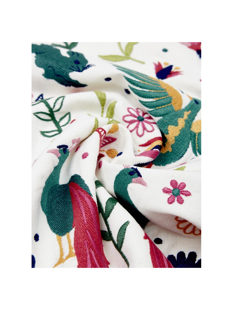 Geborduurde kussenhoes Folka met gekleurd patroon van katoen, 100% katoen, Multicolour, B 45 x L 45 cm