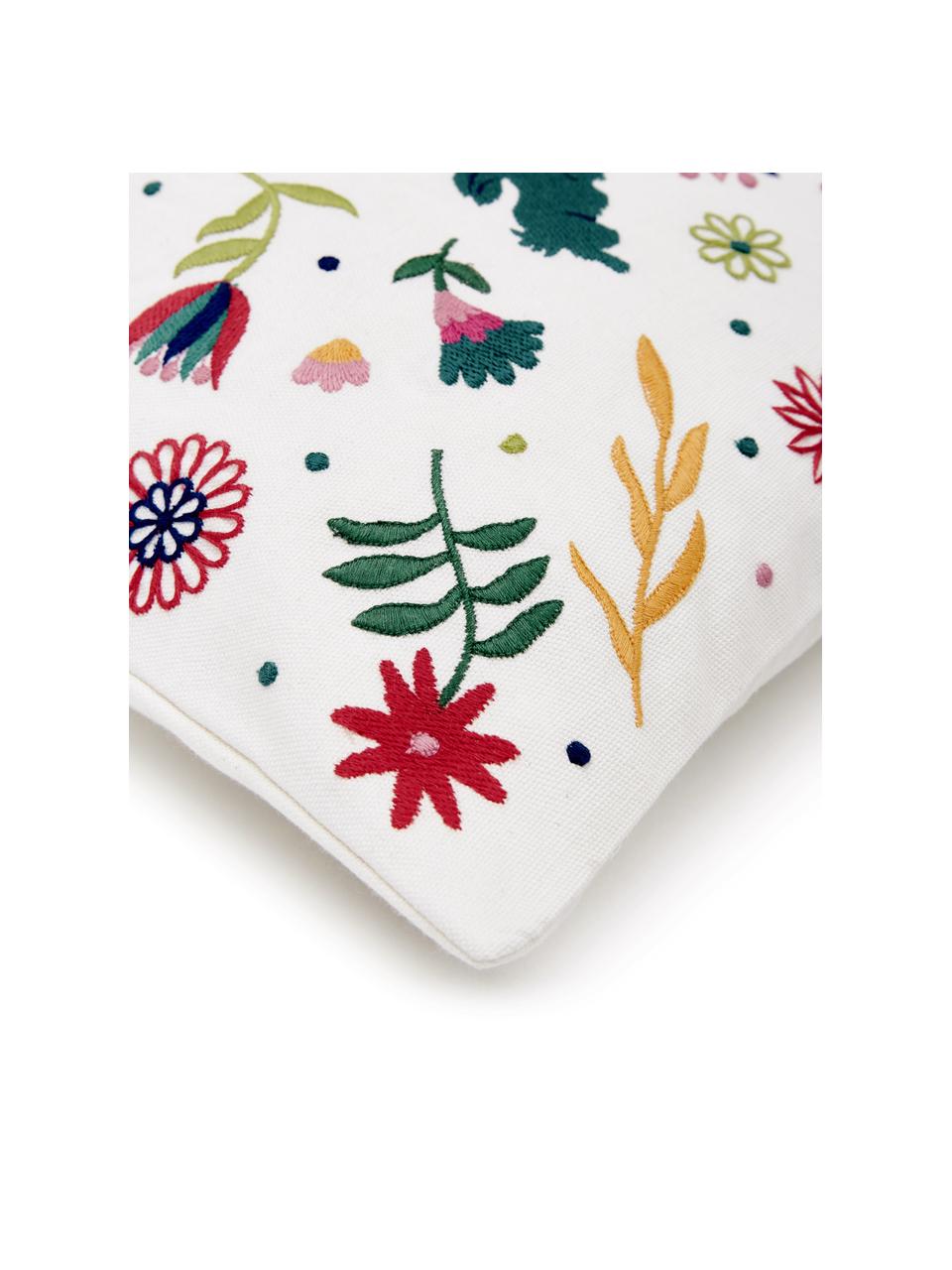 Geborduurde kussenhoes Folka met gekleurd patroon van katoen, 100% katoen, Multicolour, B 45 x L 45 cm