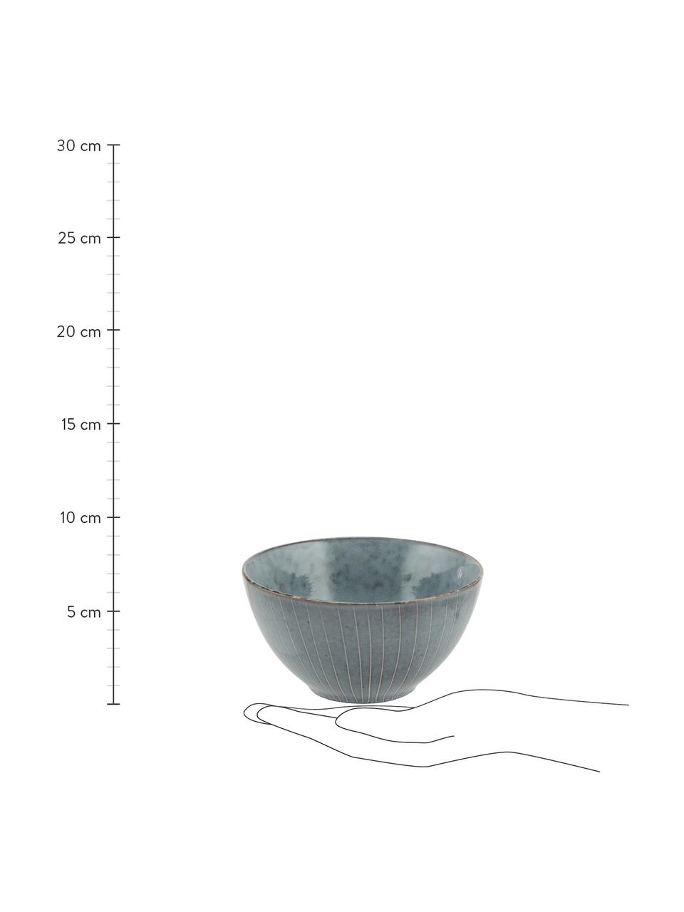 Ručně vyrobené misky Nordic Sea, 4 ks, Kamenina, Odstíny šedé, odstíny modré, Ø 17 cm, V 9 cm
